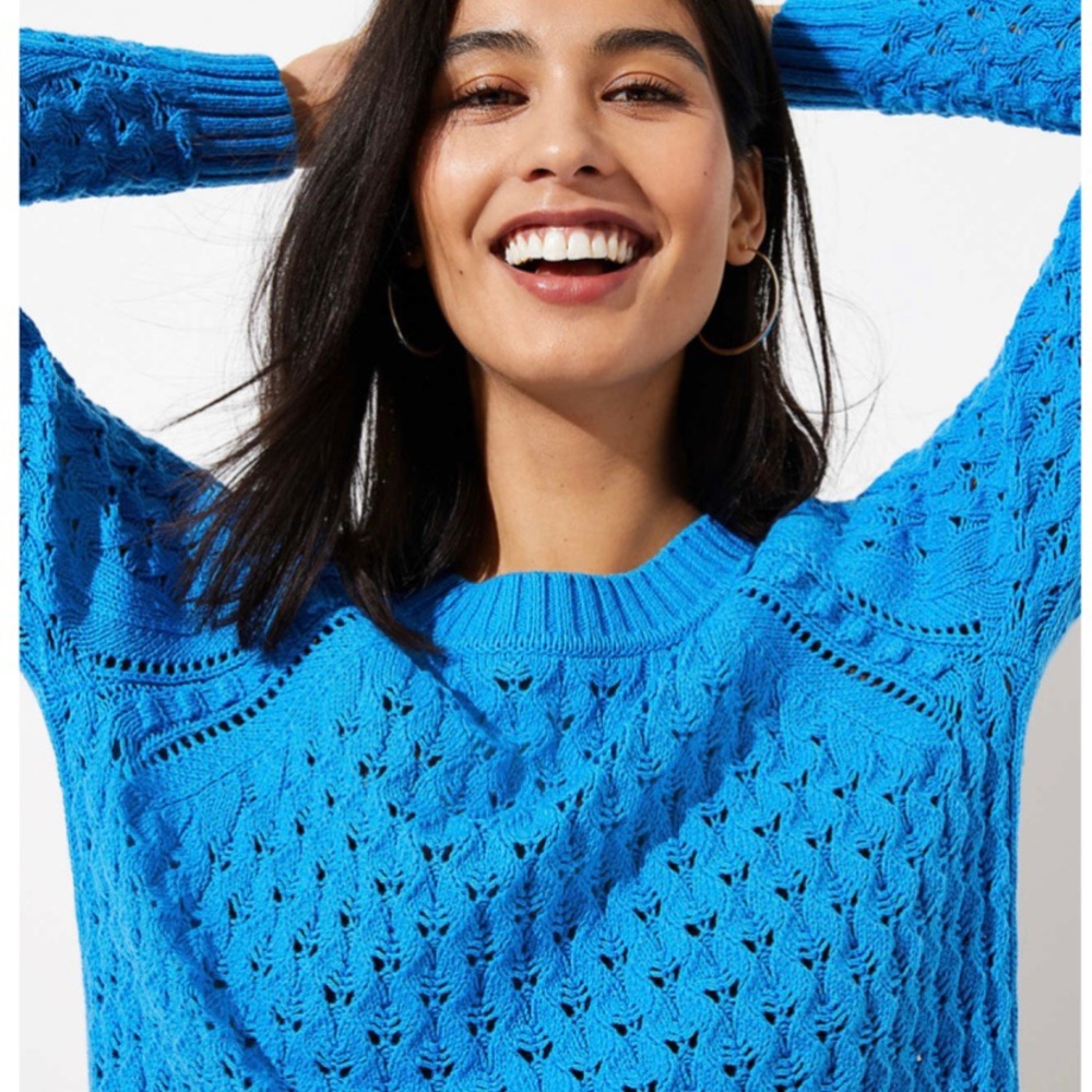 Loft Petite Bobble Pointelle Sweater Size M - Picture 2 of 3